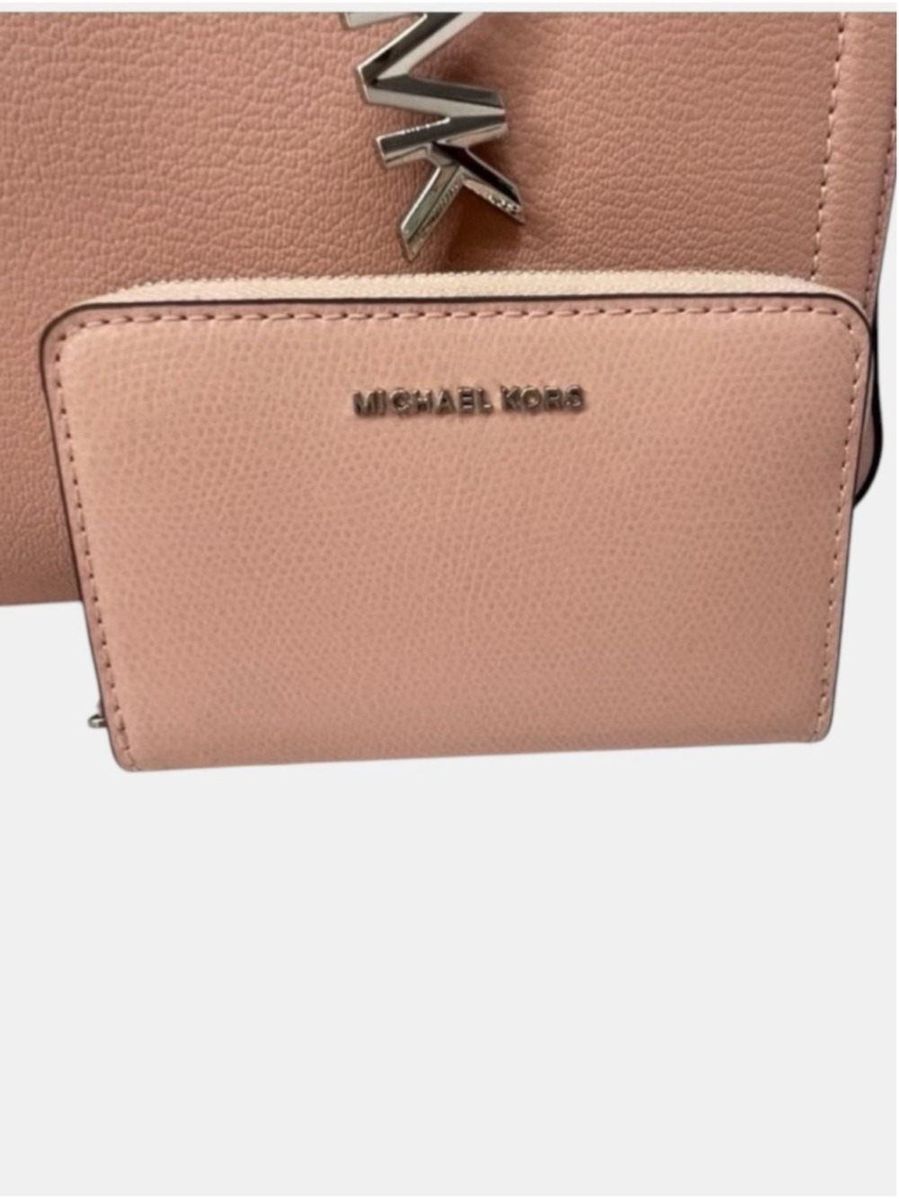 Michael Kors Laila Medium Leather Satchel & Matching Wallet Smoky Rose Pink - Picture 9 of 10